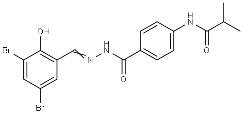 N-(4-{[2-(3,5-dibromo-2-hydroxybenzylidene)hydrazino]carbonyl}phenyl)-2-methylpropanamide Structural