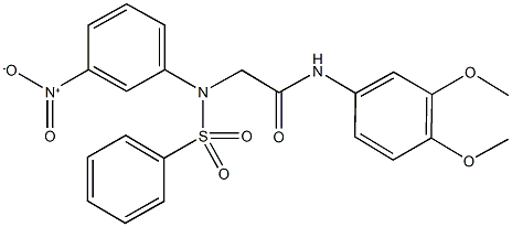 N-[3,4-bis(methyloxy)phenyl]-2-[{3-nitrophenyl}(phenylsulfonyl)amino]acetamide Structural