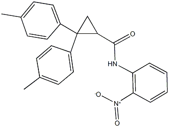 N-{2-nitrophenyl}-2,2-bis(4-methylphenyl)cyclopropanecarboxamide Structural