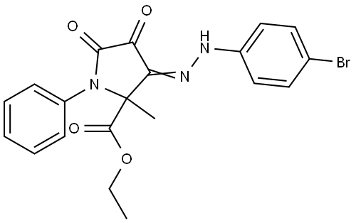ethyl 3-[(4-bromophenyl)hydrazono]-2-methyl-4,5-dioxo-1-phenyl-2-pyrrolidinecarboxylate Structural