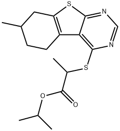 isopropyl 2-[(7-methyl-5,6,7,8-tetrahydro[1]benzothieno[2,3-d]pyrimidin-4-yl)sulfanyl]propanoate Structural