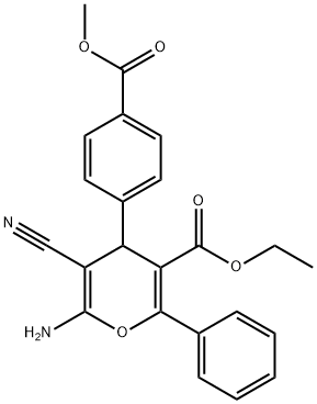 ethyl 6-amino-5-cyano-4-[4-(methoxycarbonyl)phenyl]-2-phenyl-4H-pyran-3-carboxylate Structural