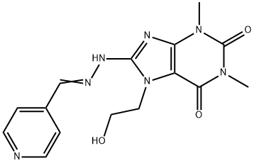 isonicotinaldehyde [7-(2-hydroxyethyl)-1,3-dimethyl-2,6-dioxo-2,3,6,7-tetrahydro-1H-purin-8-yl]hydrazone Structural