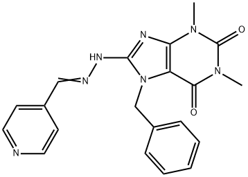 isonicotinaldehyde (7-benzyl-1,3-dimethyl-2,6-dioxo-2,3,6,7-tetrahydro-1H-purin-8-yl)hydrazone Structural