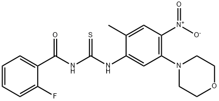 N-(2-fluorobenzoyl)-N'-[4-nitro-2-methyl-5-(4-morpholinyl)phenyl]thiourea Structural