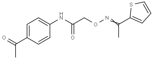 N-(4-acetylphenyl)-2-({[1-(2-thienyl)ethylidene]amino}oxy)acetamide Structural