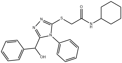 N-cyclohexyl-2-({5-[hydroxy(phenyl)methyl]-4-phenyl-4H-1,2,4-triazol-3-yl}sulfanyl)acetamide Structural