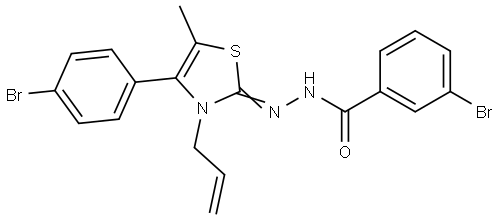 N-(3-allyl-4-(4-bromophenyl)-5-methyl-1,3-thiazol-2(3H)-ylidene)-3-bromobenzenecarbohydrazonic acid Structural