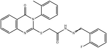 N'-(2-fluorobenzylidene)-2-{[3-(2-methylphenyl)-4-oxo-3,4-dihydro-2-quinazolinyl]sulfanyl}acetohydrazide Structural