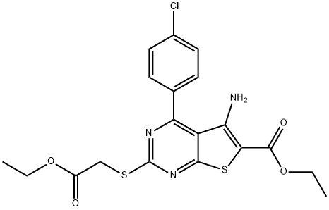 ethyl 5-amino-4-(4-chlorophenyl)-2-[(2-ethoxy-2-oxoethyl)thio]thieno[2,3-d]pyrimidine-6-carboxylate Structural