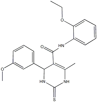 N-(2-ethoxyphenyl)-4-(3-methoxyphenyl)-6-methyl-2-thioxo-1,2,3,4-tetrahydropyrimidine-5-carboxamide Structural