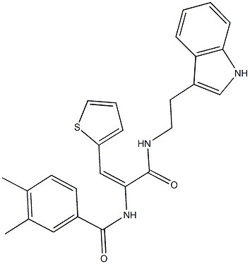N-[1-({[2-(1H-indol-3-yl)ethyl]amino}carbonyl)-2-(2-thienyl)vinyl]-3,4-dimethylbenzamide Structural