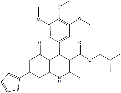 isobutyl 2-methyl-5-oxo-7-(2-thienyl)-4-(3,4,5-trimethoxyphenyl)-1,4,5,6,7,8-hexahydro-3-quinolinecarboxylate Structural