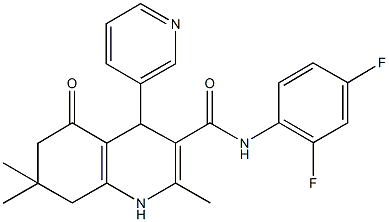 N-(2,4-difluorophenyl)-2,7,7-trimethyl-5-oxo-4-(3-pyridinyl)-1,4,5,6,7,8-hexahydro-3-quinolinecarboxamide Structural