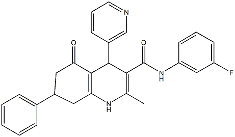 N-(3-fluorophenyl)-2-methyl-5-oxo-7-phenyl-4-(3-pyridinyl)-1,4,5,6,7,8-hexahydro-3-quinolinecarboxamide Structural