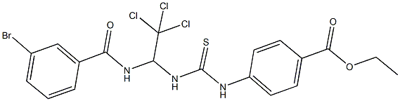 ethyl 4-{[({1-[(3-bromobenzoyl)amino]-2,2,2-trichloroethyl}amino)carbothioyl]amino}benzoate Structural