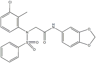 N-(1,3-benzodioxol-5-yl)-2-[3-chloro-2-methyl(phenylsulfonyl)anilino]acetamide Structural