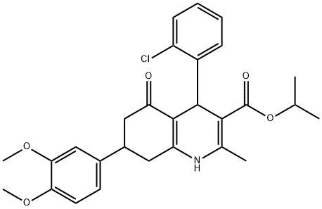 isopropyl 4-(2-chlorophenyl)-7-(3,4-dimethoxyphenyl)-2-methyl-5-oxo-1,4,5,6,7,8-hexahydro-3-quinolinecarboxylate Structural
