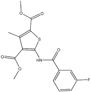 dimethyl 5-[(3-fluorobenzoyl)amino]-3-methyl-2,4-thiophenedicarboxylate Structural
