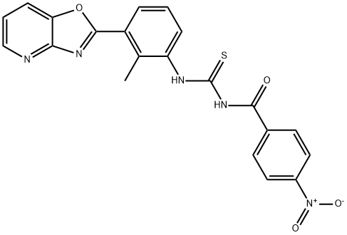 N-{4-nitrobenzoyl}-N'-(2-methyl-3-[1,3]oxazolo[4,5-b]pyridin-2-ylphenyl)thiourea Structural