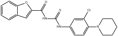 N-(1-benzofuran-2-ylcarbonyl)-N'-[3-chloro-4-(1-piperidinyl)phenyl]thiourea Structural
