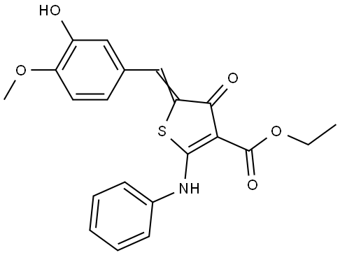 ethyl 2-anilino-5-(3-hydroxy-4-methoxybenzylidene)-4-oxo-4,5-dihydro-3-thiophenecarboxylate Structural