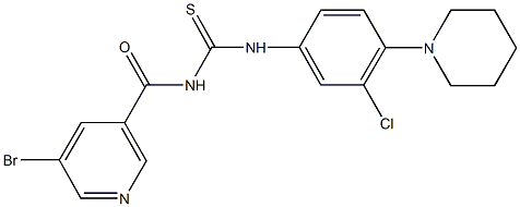 N-[(5-bromopyridin-3-yl)carbonyl]-N'-(3-chloro-4-piperidin-1-ylphenyl)thiourea Structural