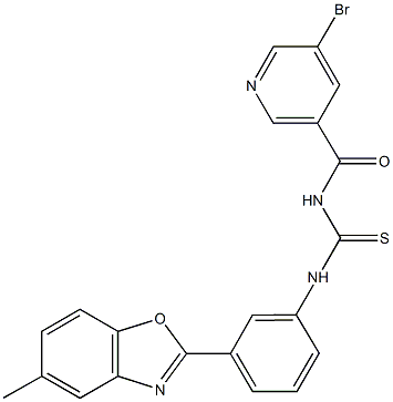 N-[(5-bromopyridin-3-yl)carbonyl]-N'-[3-(5-methyl-1,3-benzoxazol-2-yl)phenyl]thiourea Structural