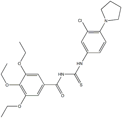 N-[3-chloro-4-(1-pyrrolidinyl)phenyl]-N'-(3,4,5-triethoxybenzoyl)thiourea Structural