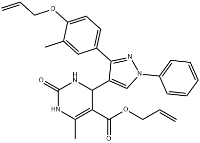 allyl 4-{3-[4-(allyloxy)-3-methylphenyl]-1-phenyl-1H-pyrazol-4-yl}-6-methyl-2-oxo-1,2,3,4-tetrahydropyrimidine-5-carboxylate Structural