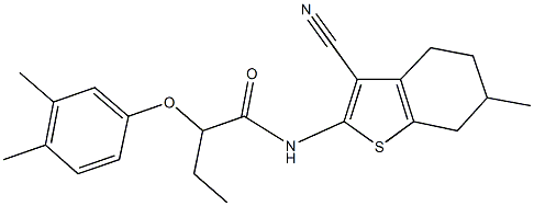 N-(3-cyano-6-methyl-4,5,6,7-tetrahydro-1-benzothien-2-yl)-2-(3,4-dimethylphenoxy)butanamide Structural