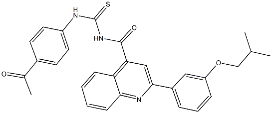 N-(4-acetylphenyl)-N'-{[2-(3-isobutoxyphenyl)-4-quinolinyl]carbonyl}thiourea Structural