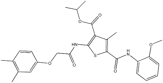 isopropyl 2-{[(3,4-dimethylphenoxy)acetyl]amino}-5-[(2-methoxyanilino)carbonyl]-4-methyl-3-thiophenecarboxylate Structural