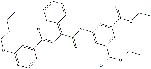 diethyl 5-({[2-(3-butoxyphenyl)-4-quinolinyl]carbonyl}amino)isophthalate Structural