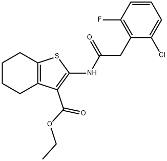 ethyl 2-{[(2-chloro-6-fluorophenyl)acetyl]amino}-4,5,6,7-tetrahydro-1-benzothiophene-3-carboxylate Structural
