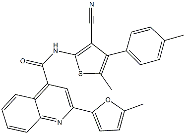 N-[3-cyano-5-methyl-4-(4-methylphenyl)-2-thienyl]-2-(5-methyl-2-furyl)-4-quinolinecarboxamide Structural