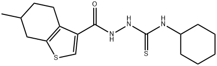 N-cyclohexyl-2-[(6-methyl-4,5,6,7-tetrahydro-1-benzothien-3-yl)carbonyl]hydrazinecarbothioamide Structural