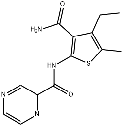 N-[3-(aminocarbonyl)-4-ethyl-5-methylthien-2-yl]pyrazine-2-carboxamide Structural