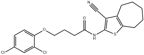 N-(3-cyano-5,6,7,8-tetrahydro-4H-cyclohepta[b]thien-2-yl)-4-(2,4-dichlorophenoxy)butanamide Structural