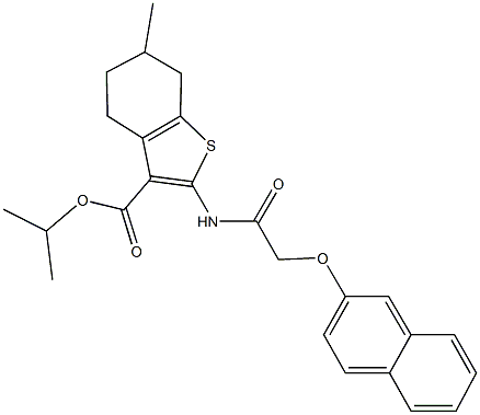 isopropyl 6-methyl-2-{[(2-naphthyloxy)acetyl]amino}-4,5,6,7-tetrahydro-1-benzothiophene-3-carboxylate Structural