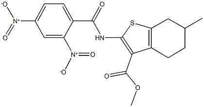 methyl 2-({2,4-bisnitrobenzoyl}amino)-6-methyl-4,5,6,7-tetrahydro-1-benzothiophene-3-carboxylate Structural