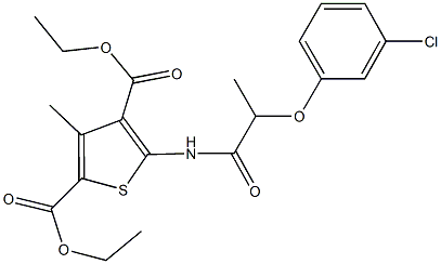 diethyl 5-{[2-(3-chlorophenoxy)propanoyl]amino}-3-methylthiophene-2,4-dicarboxylate Structural