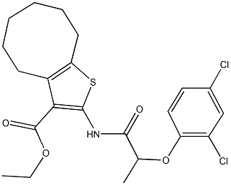 ethyl 2-{[2-(2,4-dichlorophenoxy)propanoyl]amino}-4,5,6,7,8,9-hexahydrocycloocta[b]thiophene-3-carboxylate Structural