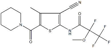 N-[3-cyano-4-methyl-5-(1-piperidinylcarbonyl)-2-thienyl]-2,3,3,3-tetrafluoro-2-methoxypropanamide Structural