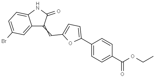ethyl 4-{5-[(5-bromo-2-oxo-1,2-dihydro-3H-indol-3-ylidene)methyl]-2-furyl}benzoate Structural