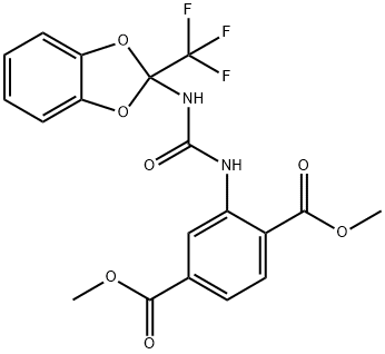dimethyl 2-[({[2-(trifluoromethyl)-1,3-benzodioxol-2-yl]amino}carbonyl)amino]terephthalate Structural