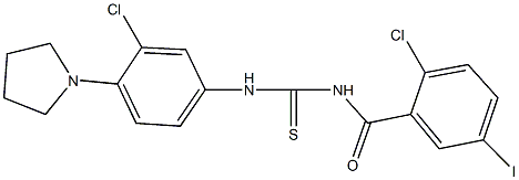 N-(2-chloro-5-iodobenzoyl)-N'-[3-chloro-4-(1-pyrrolidinyl)phenyl]thiourea Structural