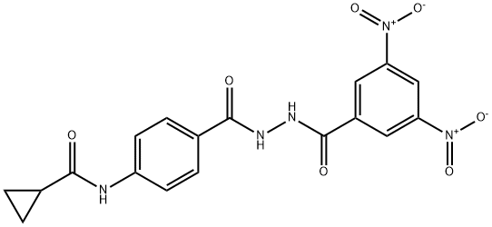 N-{4-[(2-{3,5-dinitrobenzoyl}hydrazino)carbonyl]phenyl}cyclopropanecarboxamide Structural