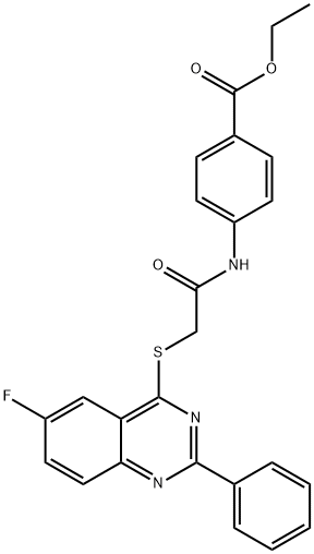ethyl 4-({[(6-fluoro-2-phenyl-4-quinazolinyl)sulfanyl]acetyl}amino)benzoate Structural