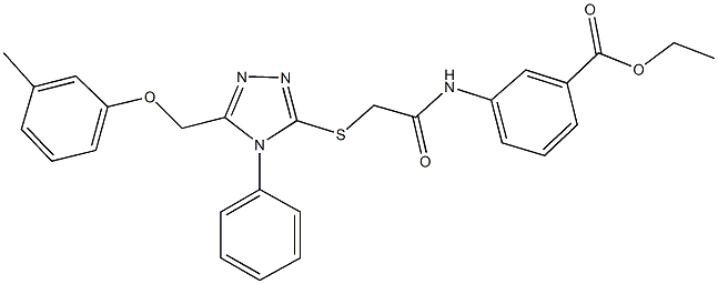 ethyl 3-{[({5-[(3-methylphenoxy)methyl]-4-phenyl-4H-1,2,4-triazol-3-yl}sulfanyl)acetyl]amino}benzoate Structural